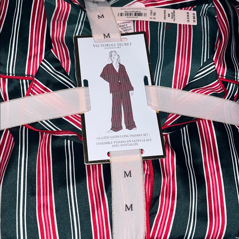 Victoria's Secret Satin Festive Striped Pajama Set - Picture 4 of 5